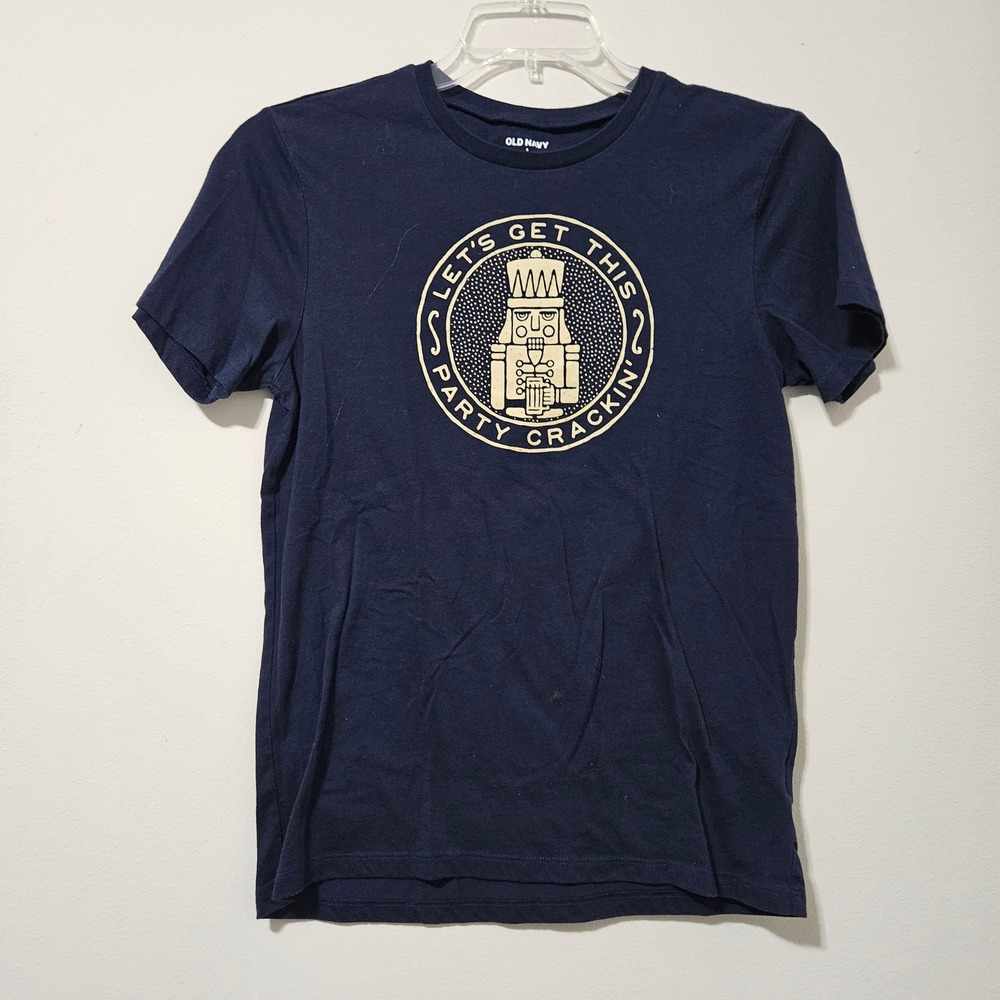 Old Navy Mens Small Navy Blue Nutcracker Party Crackin Holiday Graphic T-Shirt